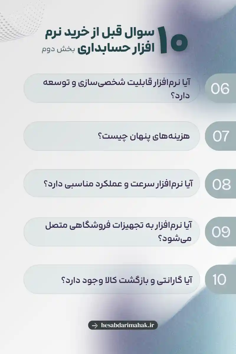 ۱۰ سوال قبل از خرید نرم‌افزار حسابداری - راهنمای انتخاب 